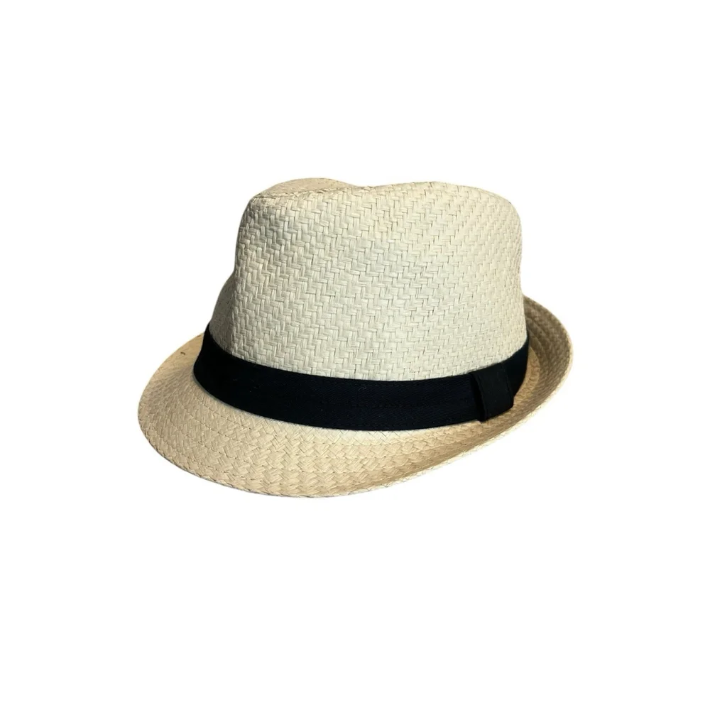 Levi's Fedora Hat Mens Small Medium Straw Twill Black Band